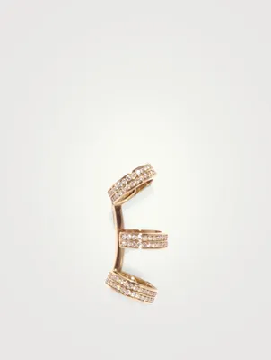 Berbère Monotype 18K Rose Gold Triple Band Ear Cuff With Pave Diamonds
