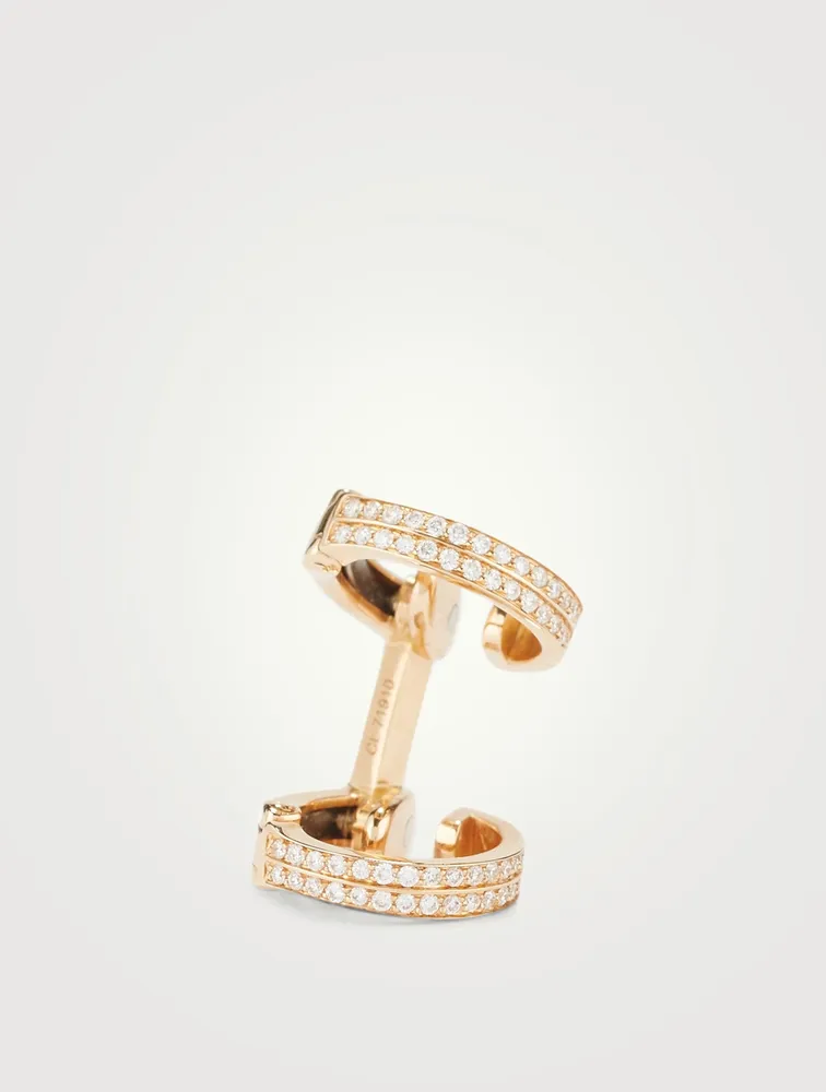 Berbère Monotype 18K Rose Gold Double Band Ear Cuff With Pavé Diamonds