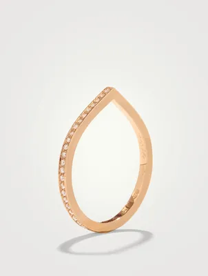 Antifer 18K Rose Gold Ring With Pavé Diamonds