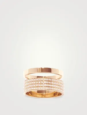 18K Rose Gold Berbère Module Double Band Ring With Diamonds