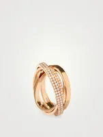 Technical Berbère 18K Rose Gold Four Band Twisted Ring With Diamonds