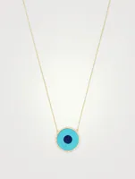 Gold Turquoise And Lapis Evil Eye Necklace With Diamonds