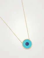 Gold Turquoise And Lapis Evil Eye Necklace With Diamonds