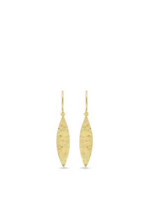 18K Gold Hammered Marquise Drop Earrings