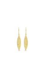 18K Gold Hammered Marquise Drop Earrings