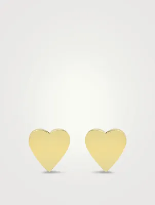 18K Gold Heart Stud Earrings