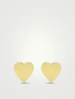 18K Gold Heart Stud Earrings