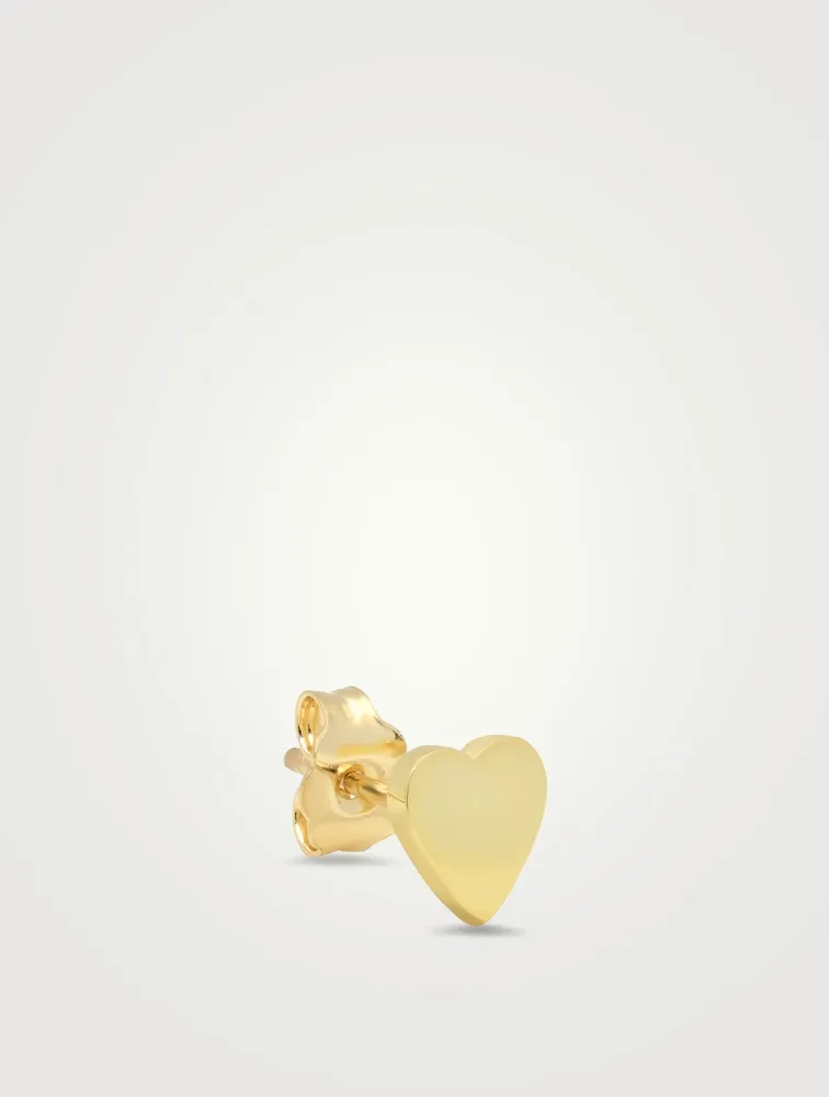 18K Gold Heart Stud Earrings