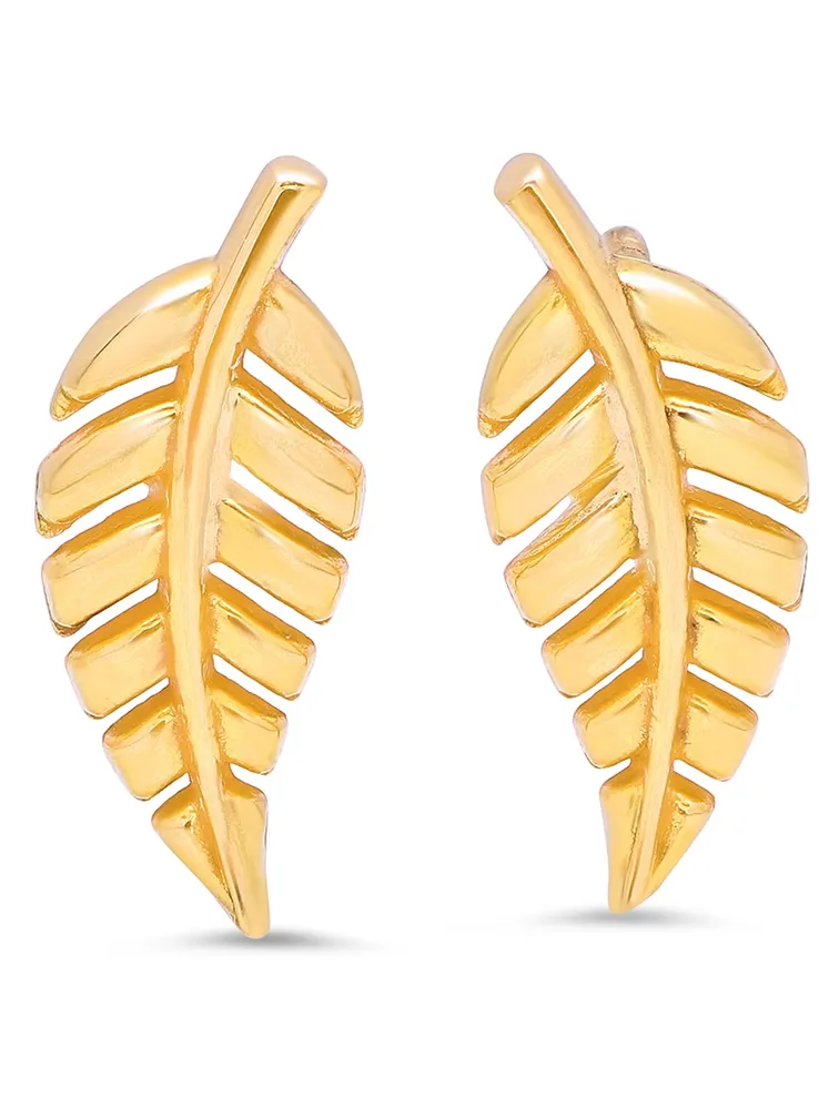 Mini 18K Gold Leaf Stud Earrings