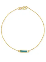 18K Gold Short Bar Bracelet With Turquoise Inlay