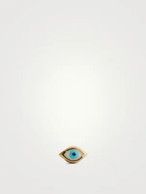 Mini 14K Gold Evil Eye Single Stud Earring