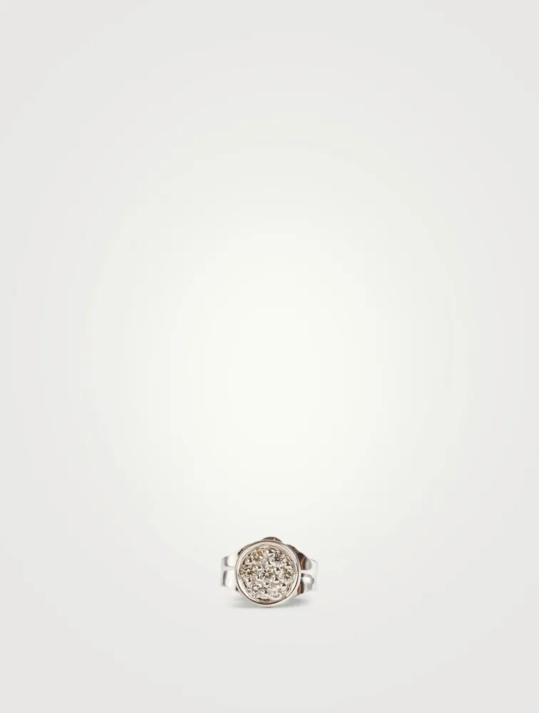 14K Gold Tiny Disc Single Stud Earring With Diamonds