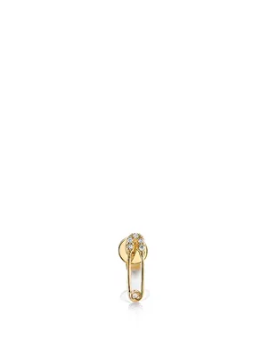 14K Gold Safety Pin Stud Earring