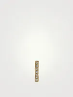 Small 14K Gold Bar Single Stud Earring With Diamonds