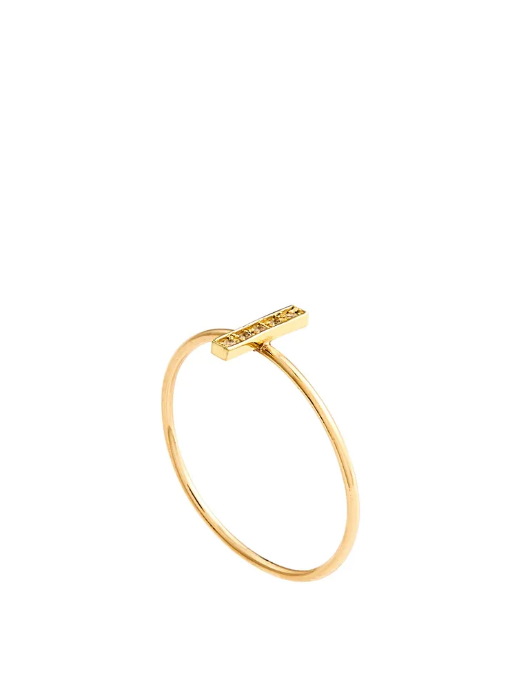 Gold Bar Ring With Diamonds