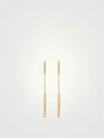 Gold Short And Long Bar Drop Earrings With Diamonds