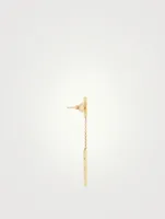 Gold Short And Long Bar Drop Earrings With Diamonds