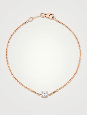 18K Rose Gold Chain Asscher Diamond Bracelet