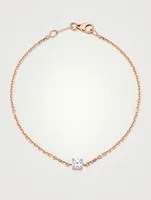 18K Rose Gold Chain Asscher Diamond Bracelet