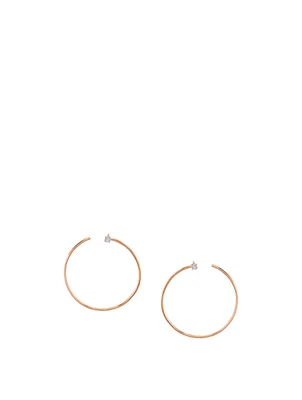 18K Rose Gold Bardot Hoop Earrings With Diamond