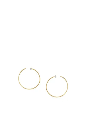 18K Gold Bardot Hoop Earrings With Diamond