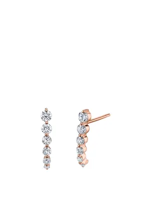 Short 18K Rose Gold Cascade Earrings With Diamonds