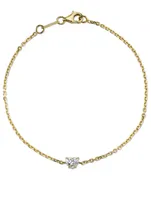 18K Gold Chain Bracelet With Heart-Shaped Diamond