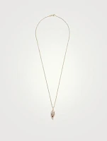 18K Gold Leaf Necklace With Diamonds