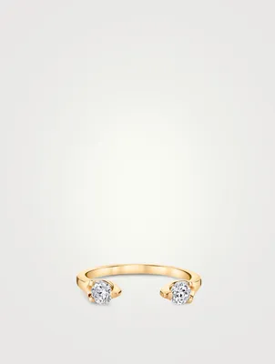 18K Gold Orbit Split Ring With Diamonds