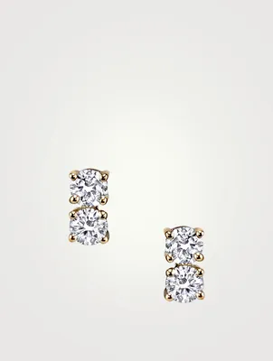 18K Gold Two-Dot Diamond Earrings