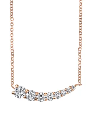 Small 18K Rose Gold Necklace With Diamonds