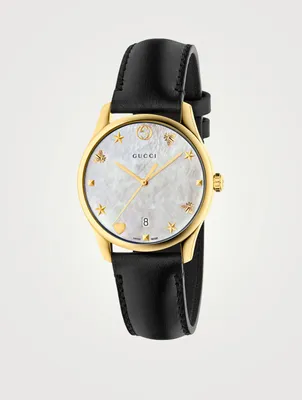 G-Timeless Leather Strap Watch