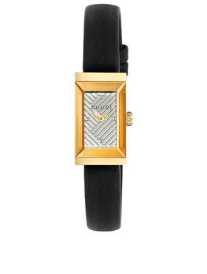 G-Frame Goldtone Leather Strap Watch