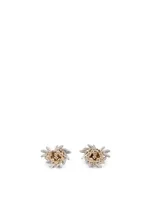 Fireworks 18K Yellow And White Gold Peacock Cluster Earrings With Diamonds
