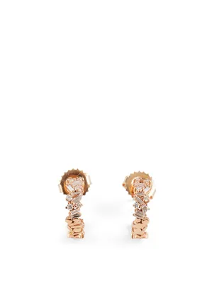 Small Fireworks 18K Rose Gold Hoop Earrings With Diamonds