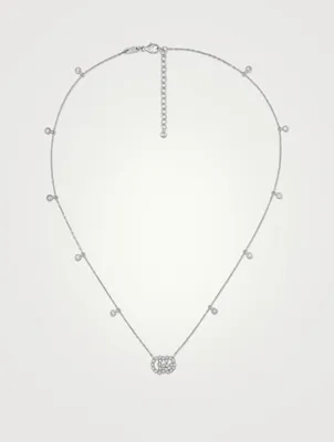 Double G 18K White Gold Necklace With Diamonds