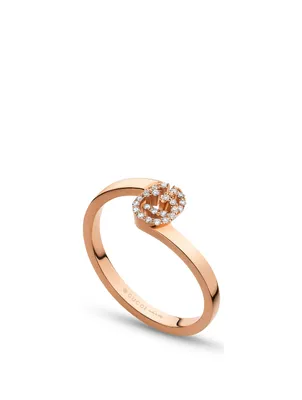 GG 18K Rose Gold Ring With Diamonds