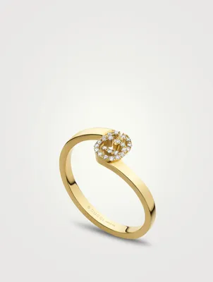 GG Running 18K Gold Ring With Diamonds