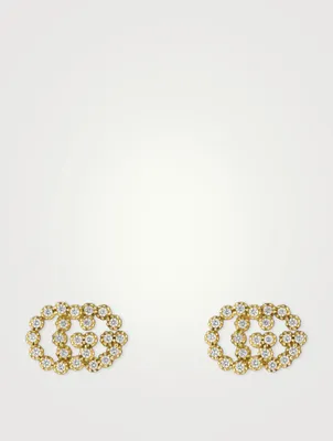 GG Running 18K Gold Stud Earrings With Diamonds