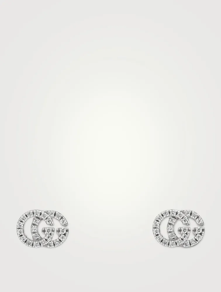 GG Running 18K Gold Stud Earrings With Diamonds