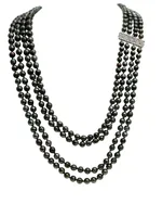 18K White Gold Tahitian South Sea Pearl Multilayered Necklace