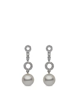 18K White Gold Pearl Earrings With Diamonds