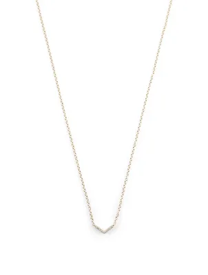 Mini 14K Gold Chevron Necklace With Diamonds