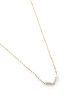 Mini 14K Gold Chevron Necklace With Diamonds