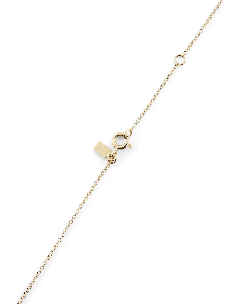 Mini 14K Gold Chevron Necklace With Diamonds