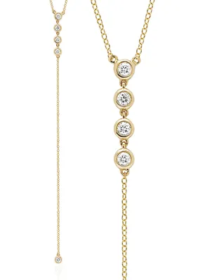 14K Gold Lariat Necklace With Diamonds