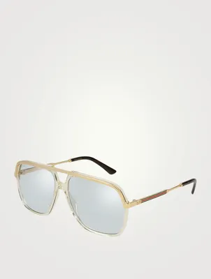 Square Aviator Sunglasses With Web