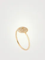 14K Gold Pavé Diamond Happy Face Ring