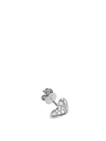 14K White Gold Pyramid Heart Stud Earring With Diamonds