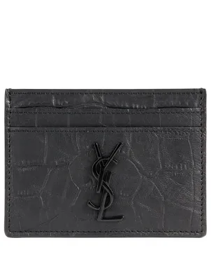 YSL Monogram Croc-Embossed Leather Card Holder